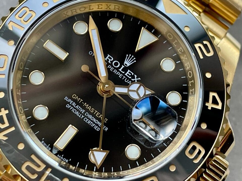 EWF Factory 1:1 Rolex GMT-Master II 126718GRNR 904L YG Black Dial Dots VR3285