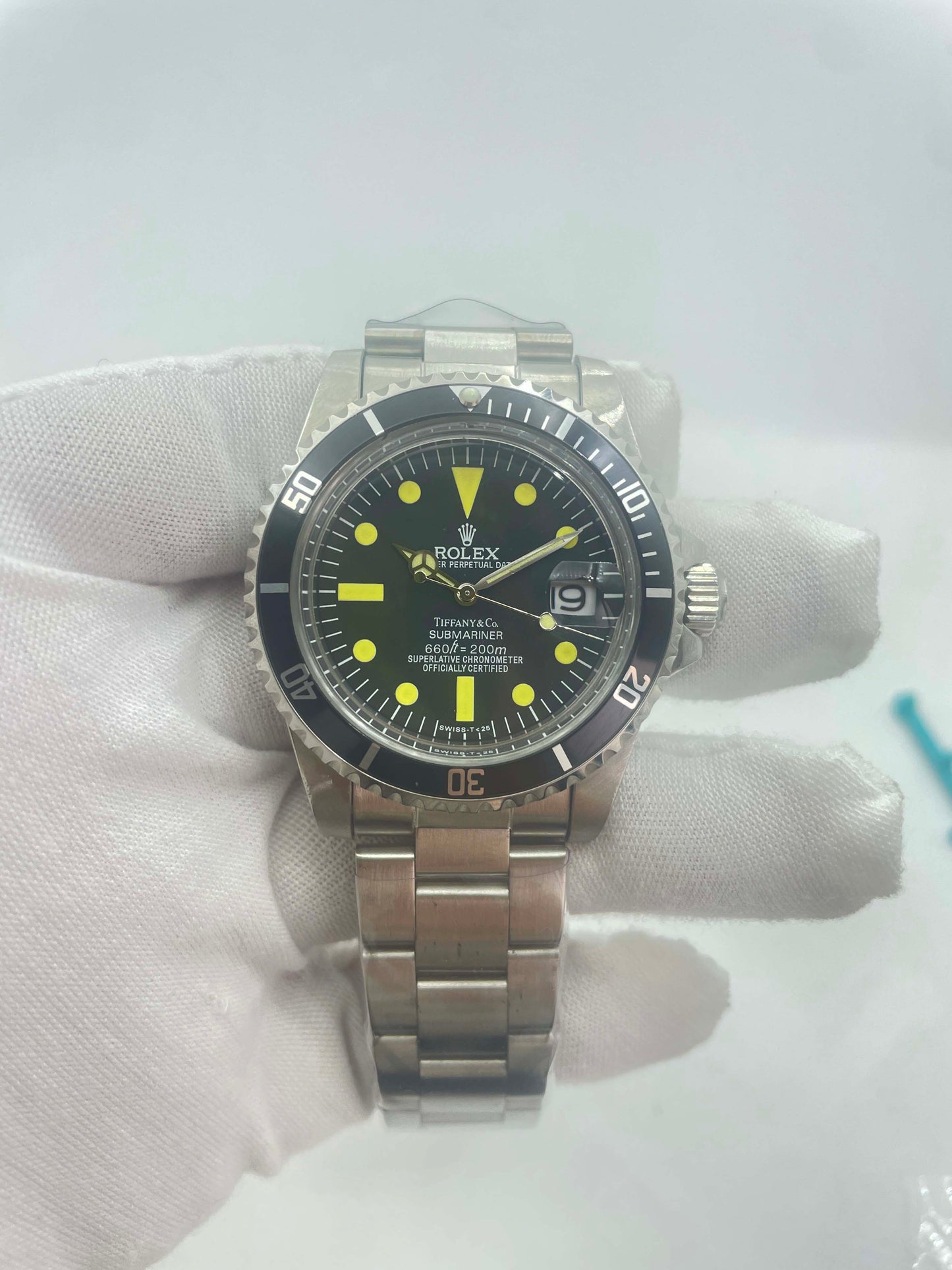 Vintage Rolex Submariner Date Tiffany & Co 16610A30B9315 Black dial with SS bracelet