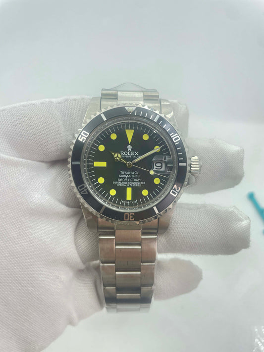 Vintage Rolex Submariner Date Tiffany & Co 16610A30B9315 Black dial with SS bracelet