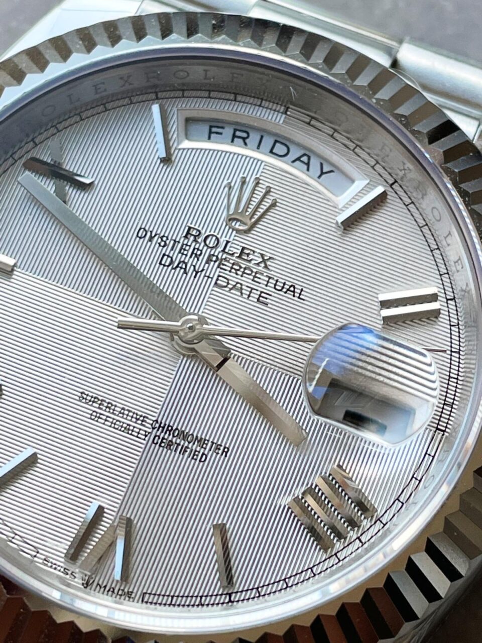 EWF Factory SS 1:1 Rolex Day Date II 228239 Best Edition White Textured Dial A3255