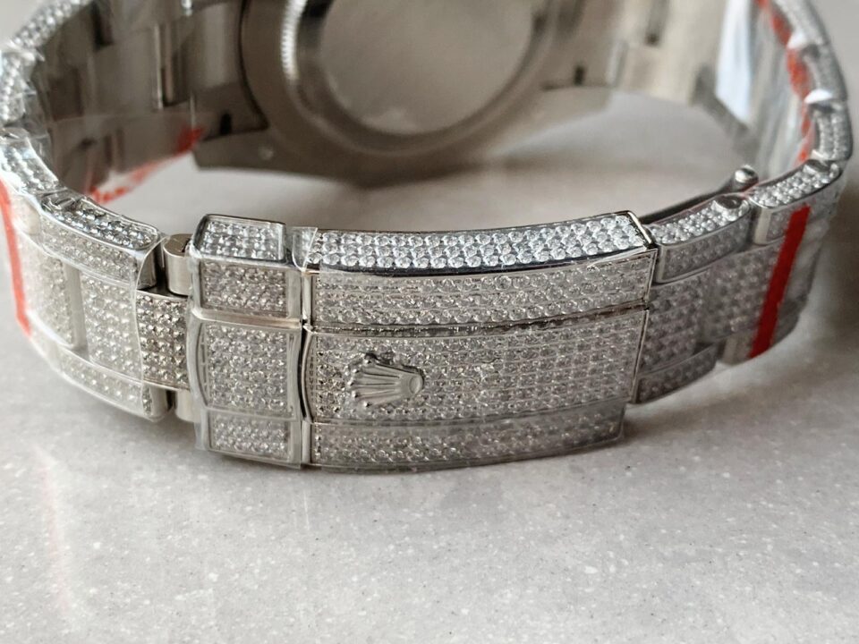 Rolex OYSTER PERPETUAL 41mm 904L SS MOISSANITE DIAMONDS BRACELET AND DIAL A2824 iced out