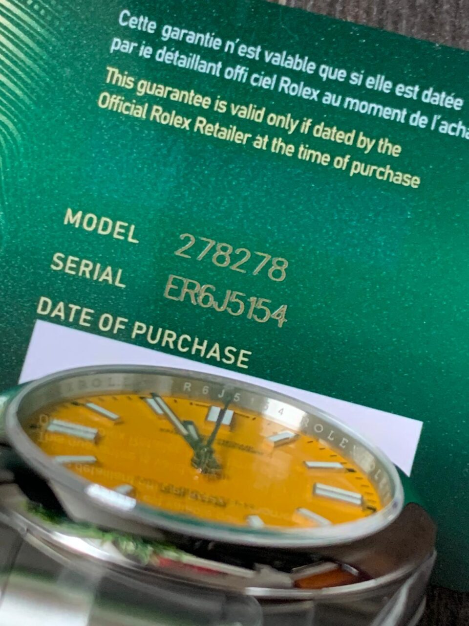 EW FACTORY 1:1 Rolex OYSTER PERPETUAL YELLOW DIAL 41MM Asian A3230