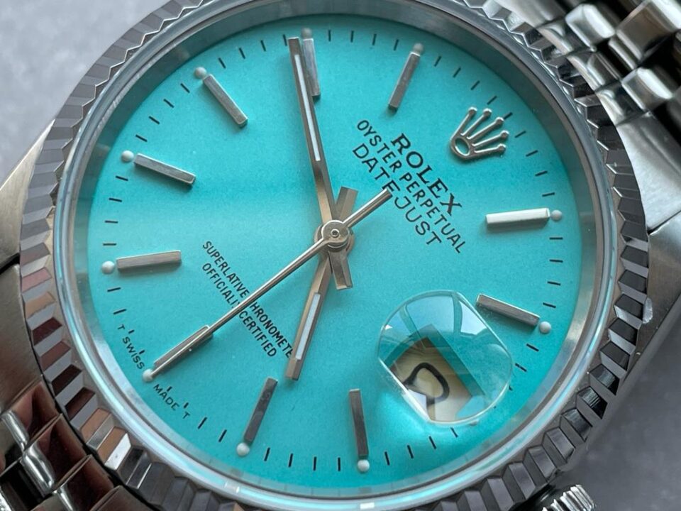 KING 1:1 Rolex DATEJUST 36mm 16233 FLUTED BEZEL BEST EDITION 904L STEEL TIFFANY BLUE DIAL A2825