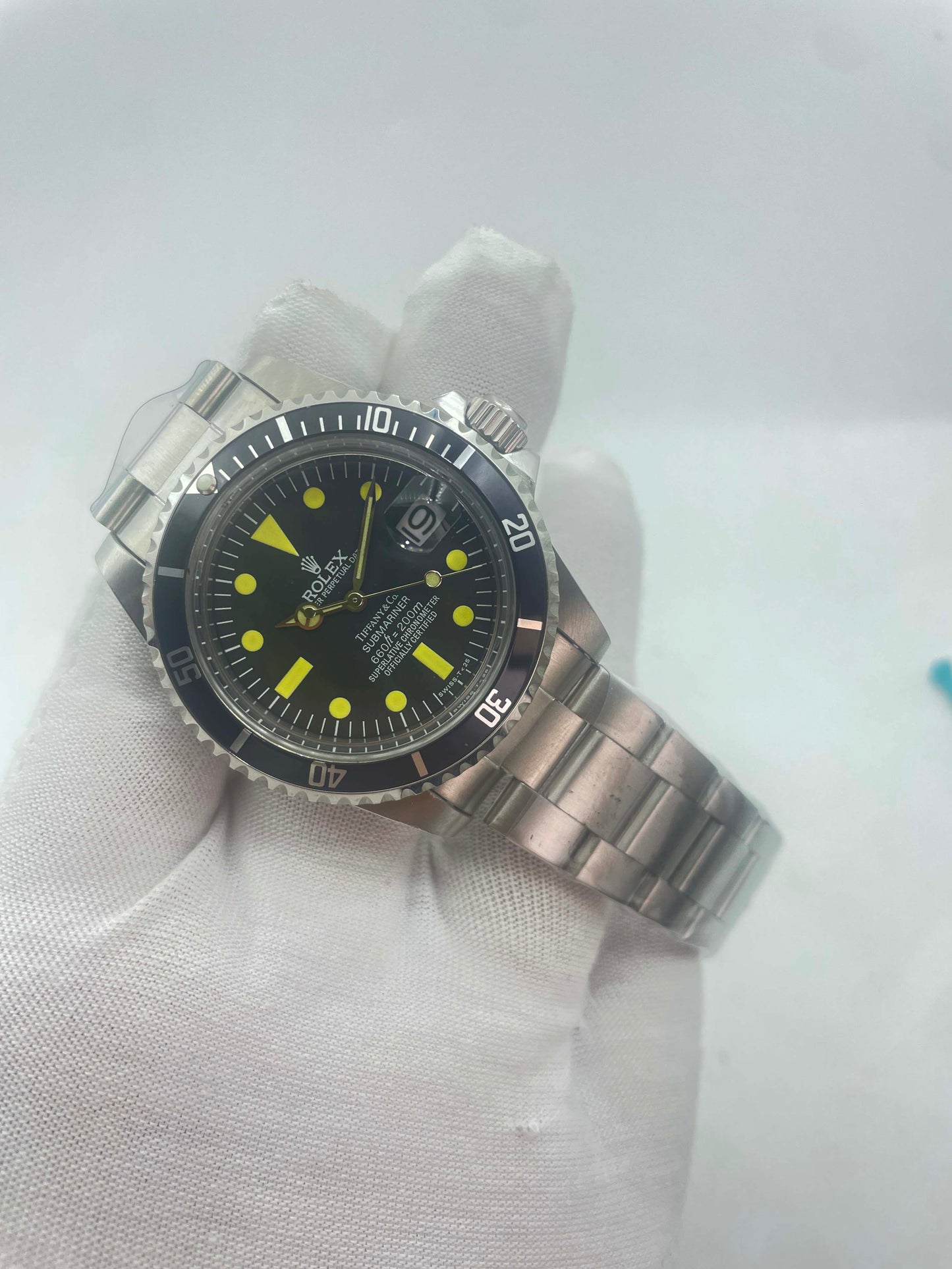 Vintage Rolex Submariner Date Tiffany & Co 16610A30B9315 Black dial with SS bracelet