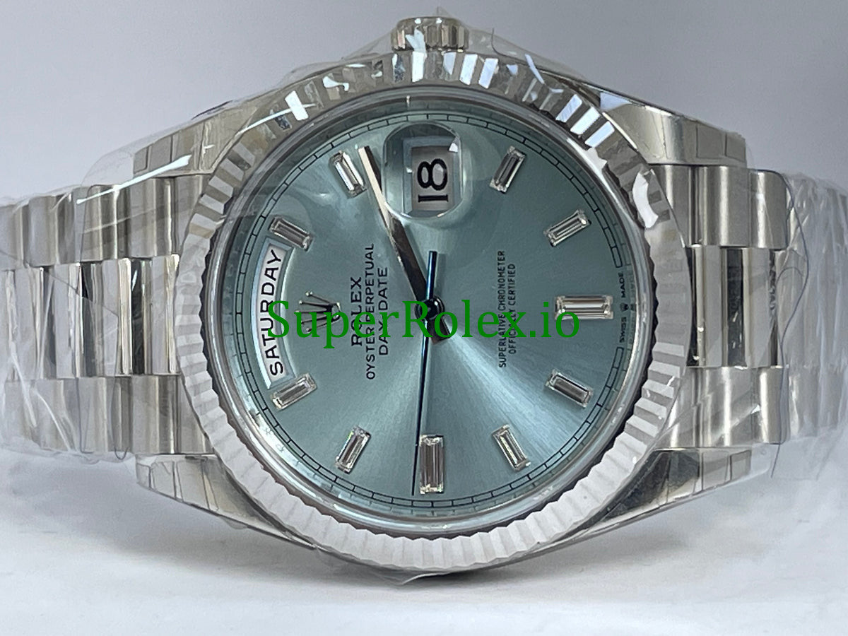 Rolex Platinum Day-Date 40MM Ref.228236 - Ice Blue Baguette Diamond Dial